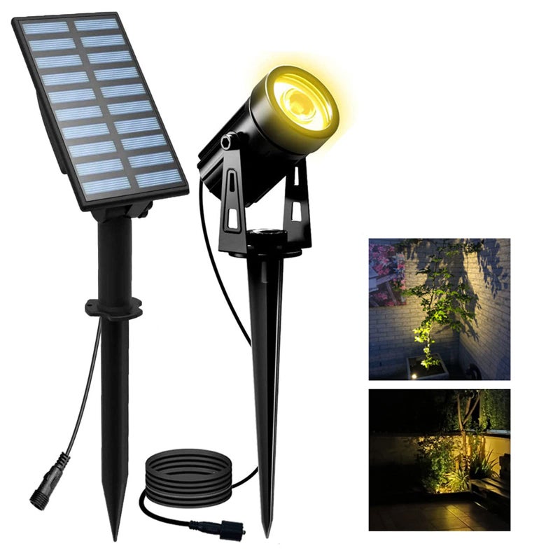 T-SUN Solar Spotlights Outdoor Waterproof, Solar Landscape Spotlights, Solar Powered Spot Lights for Trees, Flag, Garden, Pond, Pathway, Pool Area(Warm White) - Image 1